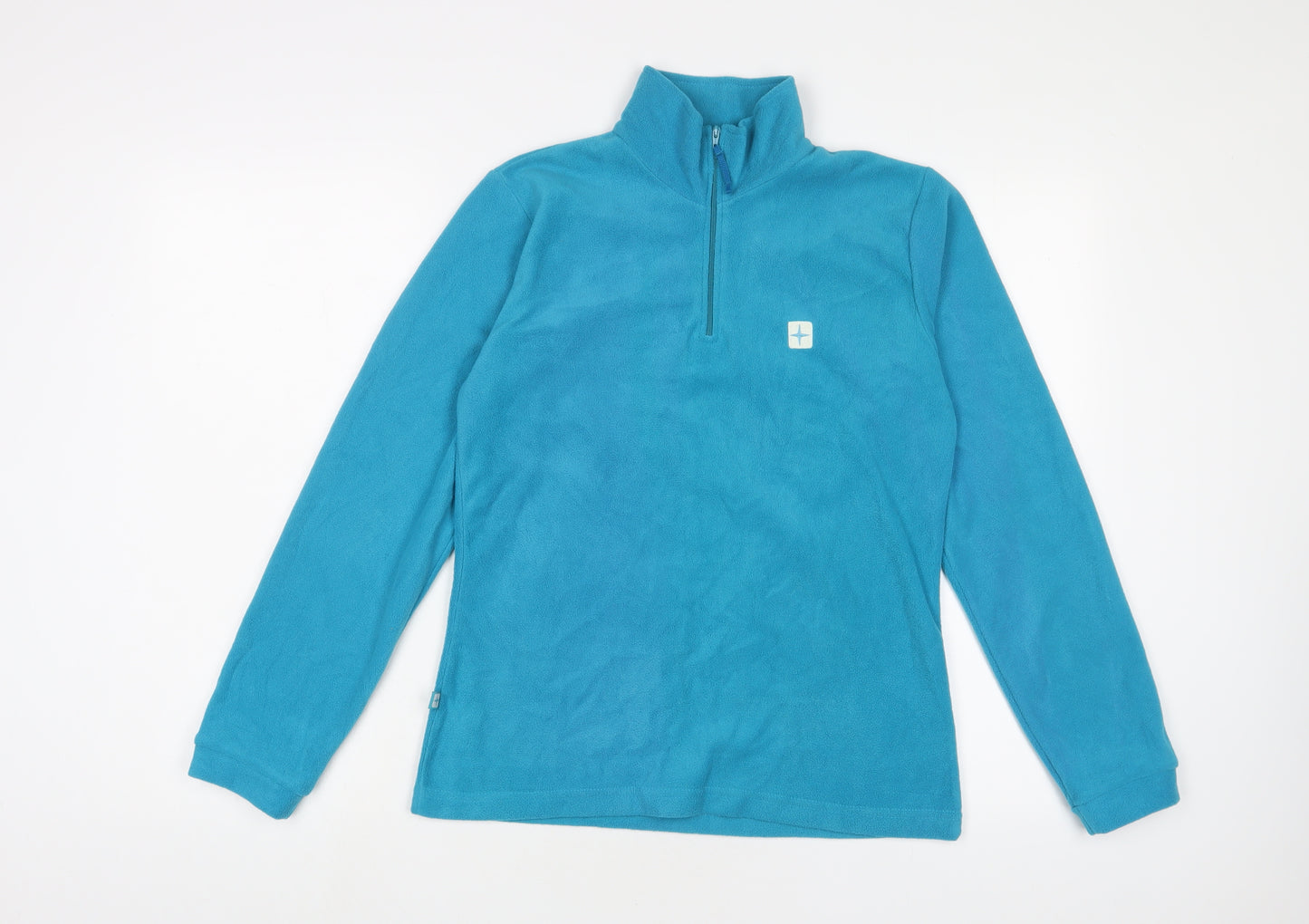 Mountain Warehouse Womens Blue Polyester Pullover Sweatshirt Size 10 Zip - Logo, Embroidered