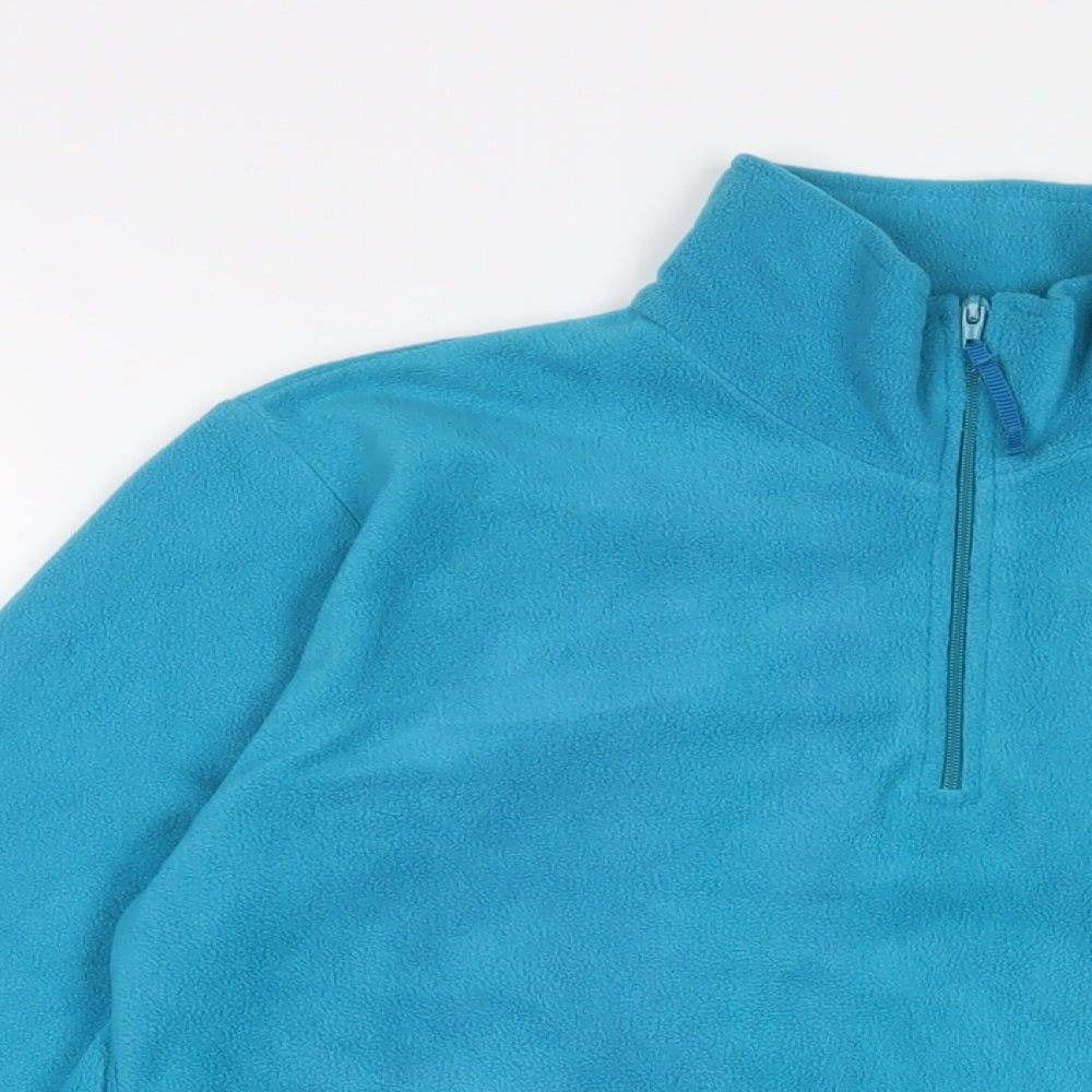 Mountain Warehouse Womens Blue Polyester Pullover Sweatshirt Size 10 Zip - Logo, Embroidered