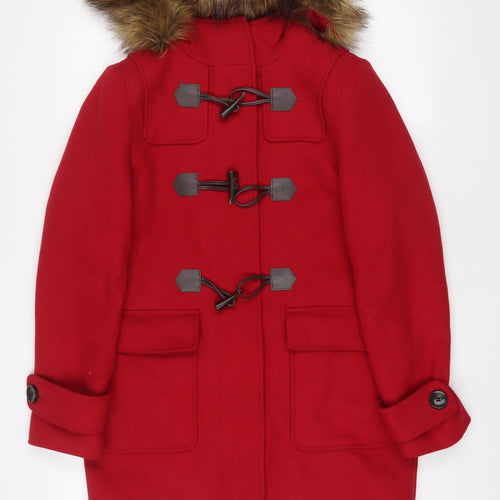 Marks and Spencer Womens Red Overcoat Coat Size 8 Zip