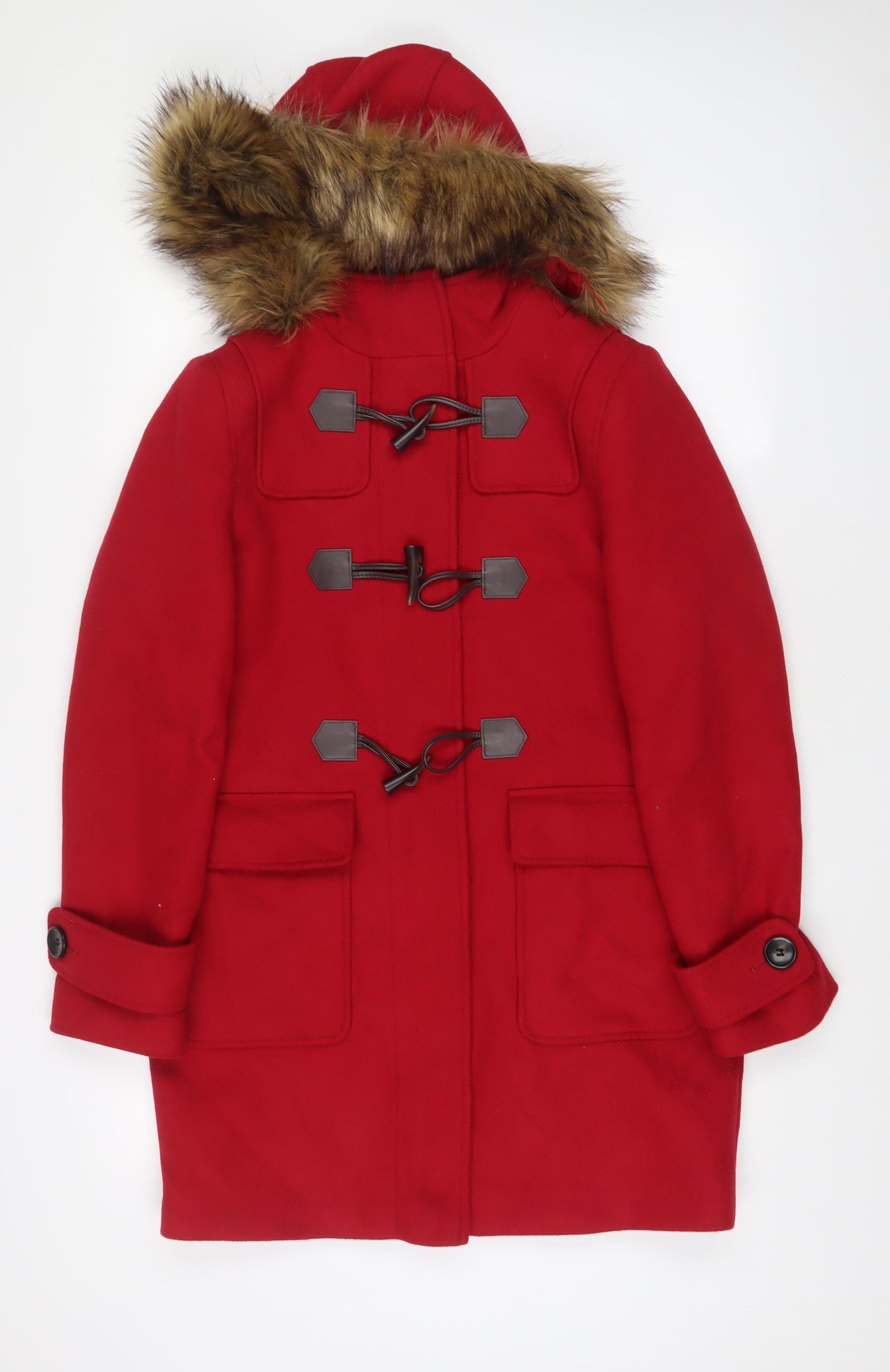 Marks and Spencer Womens Red Overcoat Coat Size 8 Zip
