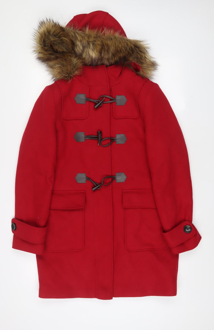 Marks and Spencer Womens Red Overcoat Coat Size 8 Zip