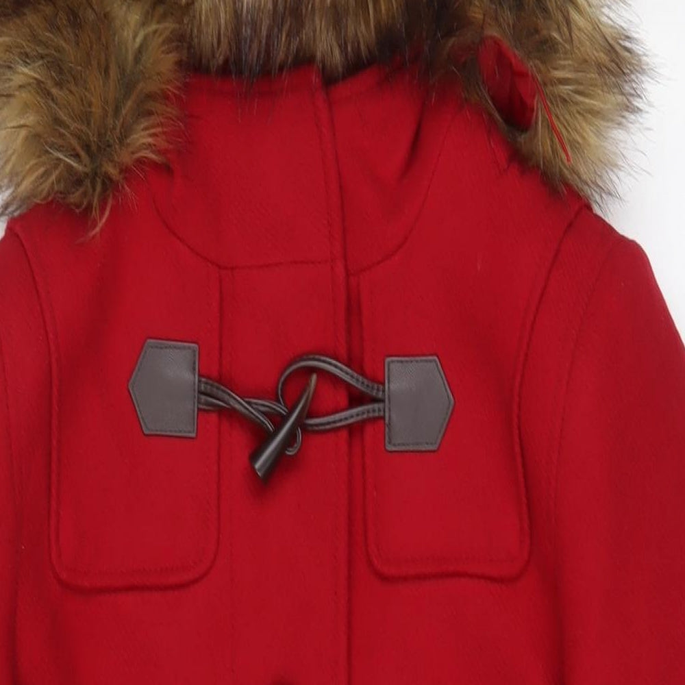 Marks and Spencer Womens Red Overcoat Coat Size 8 Zip