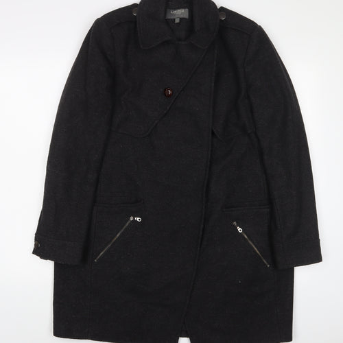 Limited Collection Womens Grey Overcoat Coat Size 14 Button - Zip Pockets