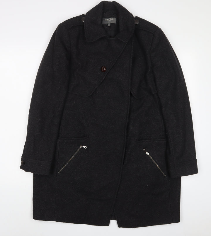 Limited Collection Womens Grey Overcoat Coat Size 14 Button - Zip Pockets