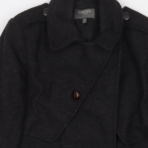 Limited Collection Womens Grey Overcoat Coat Size 14 Button - Zip Pockets