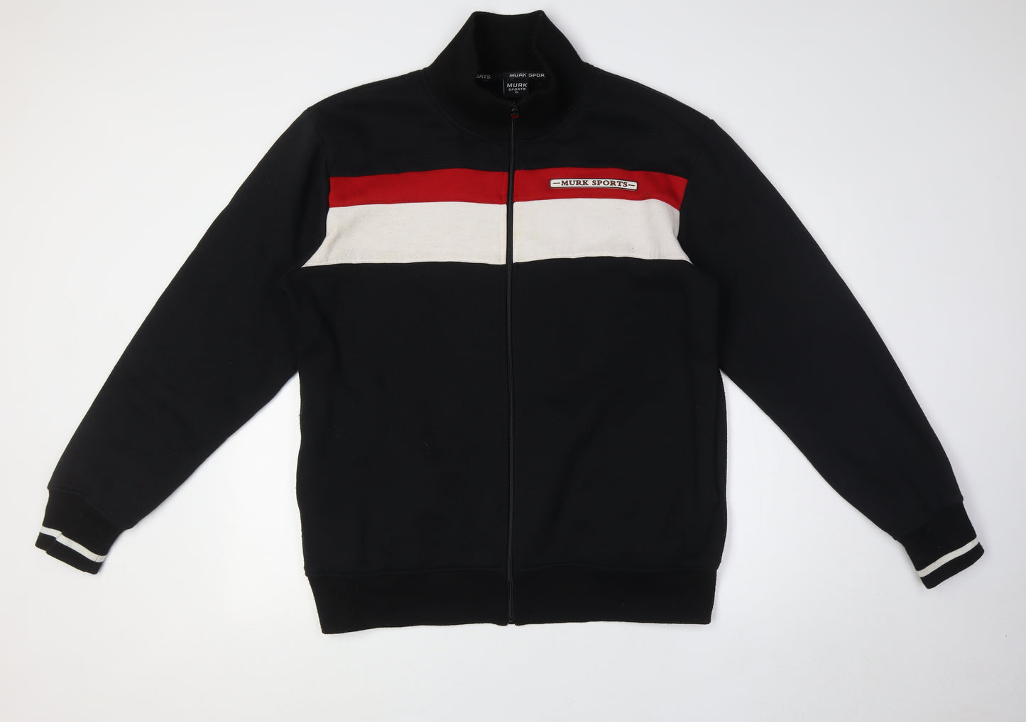 Murk Sports Mens Black Cotton Full Zip Sweatshirt Size XL