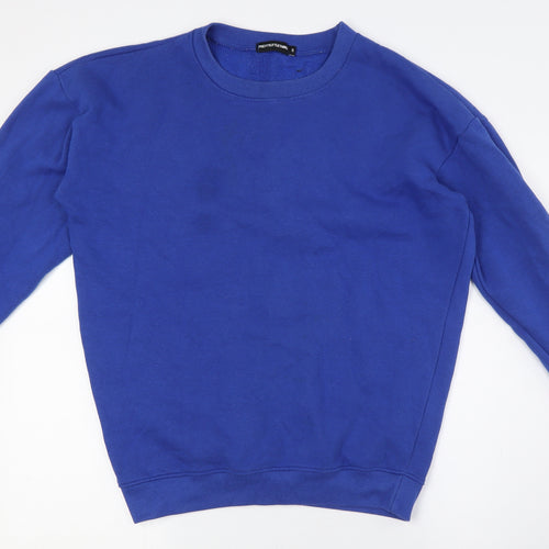PRETTYLITTLETHING Womens Blue Cotton Pullover Sweatshirt Size S