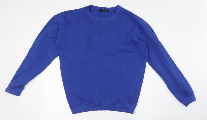 PRETTYLITTLETHING Womens Blue Cotton Pullover Sweatshirt Size S