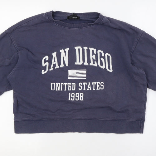 New Look Womens Blue Cotton Pullover Sweatshirt Size S - San Diego