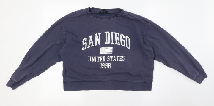 New Look Womens Blue Cotton Pullover Sweatshirt Size S - San Diego