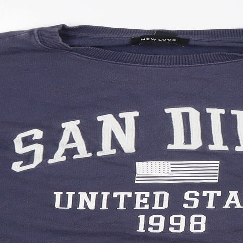 New Look Womens Blue Cotton Pullover Sweatshirt Size S - San Diego
