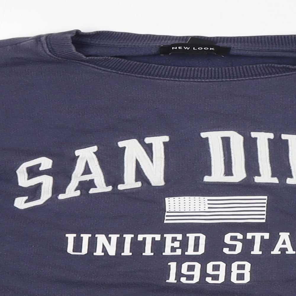 New Look Womens Blue Cotton Pullover Sweatshirt Size S - San Diego