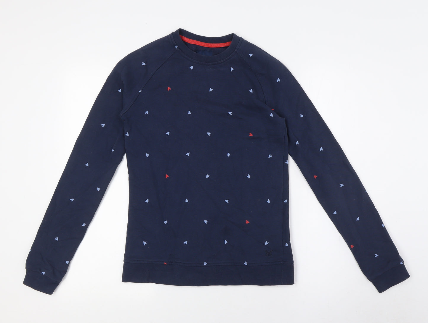 Crew Clothing Womens Blue Cotton Pullover Sweatshirt Size 8 - Hearts