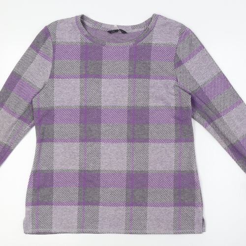 Marks and Spencer Womens Purple Polyester Basic Button-Up Size 10 Round Neck