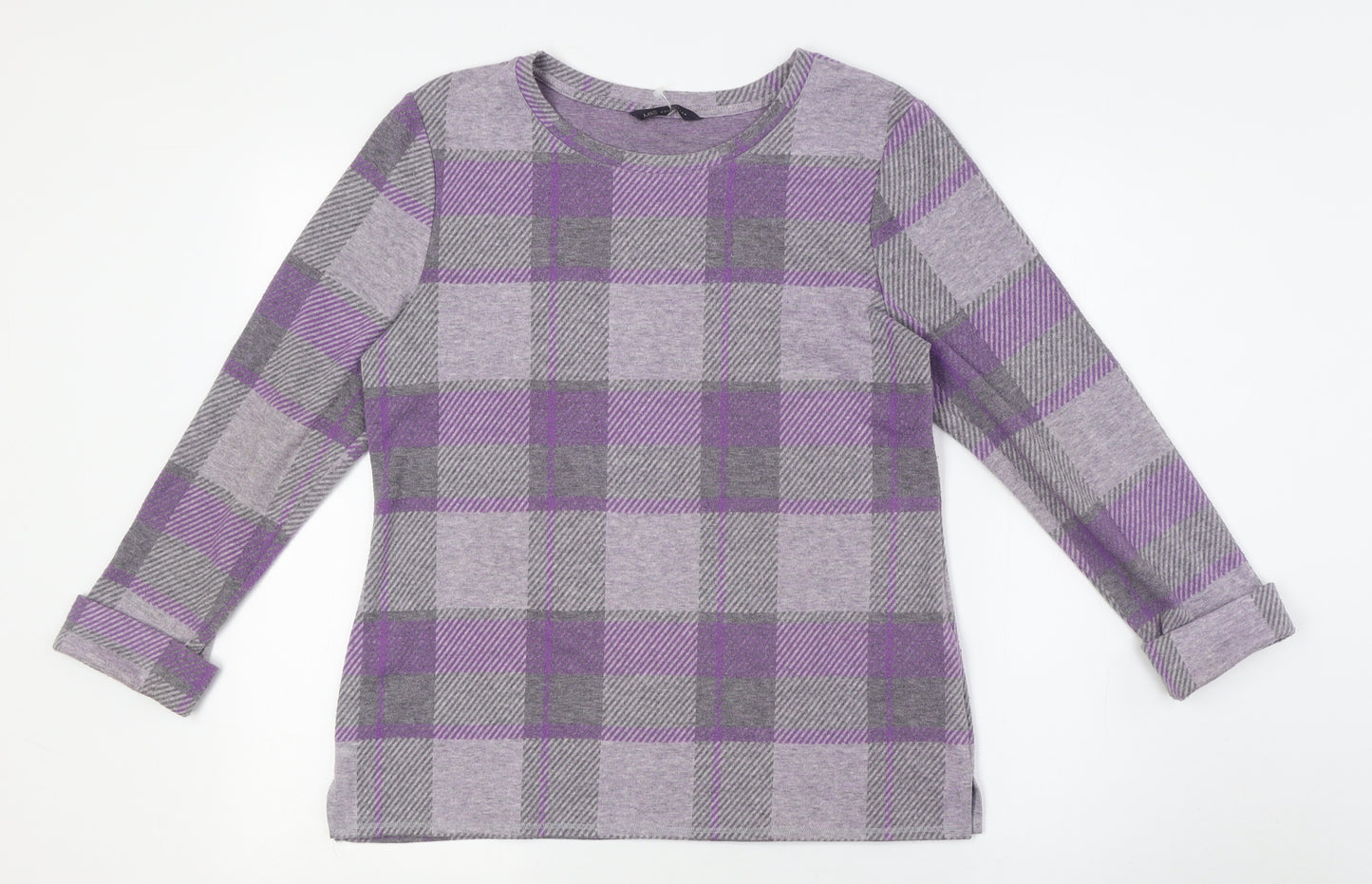 Marks and Spencer Womens Purple Polyester Basic Button-Up Size 10 Round Neck