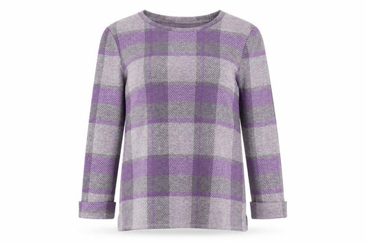 Front view of Marks & Spencer women’s purple polyester basic button-up, size UK 10, round neck