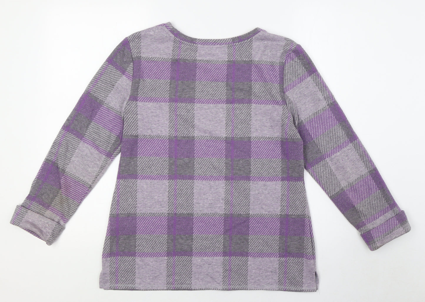 Marks and Spencer Womens Purple Polyester Basic Button-Up Size 10 Round Neck