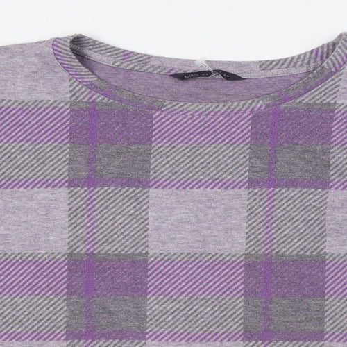 Marks and Spencer Womens Purple Polyester Basic Button-Up Size 10 Round Neck