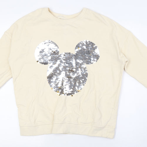 Disney Womens Ivory Cotton Pullover Sweatshirt Size 10 - mickey mouse