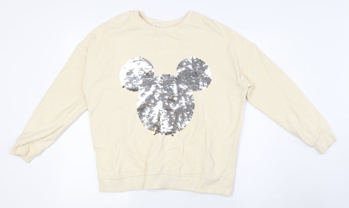 Disney Womens Ivory Cotton Pullover Sweatshirt Size 10 - mickey mouse