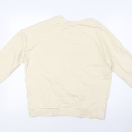 Disney Womens Ivory Cotton Pullover Sweatshirt Size 10 - mickey mouse