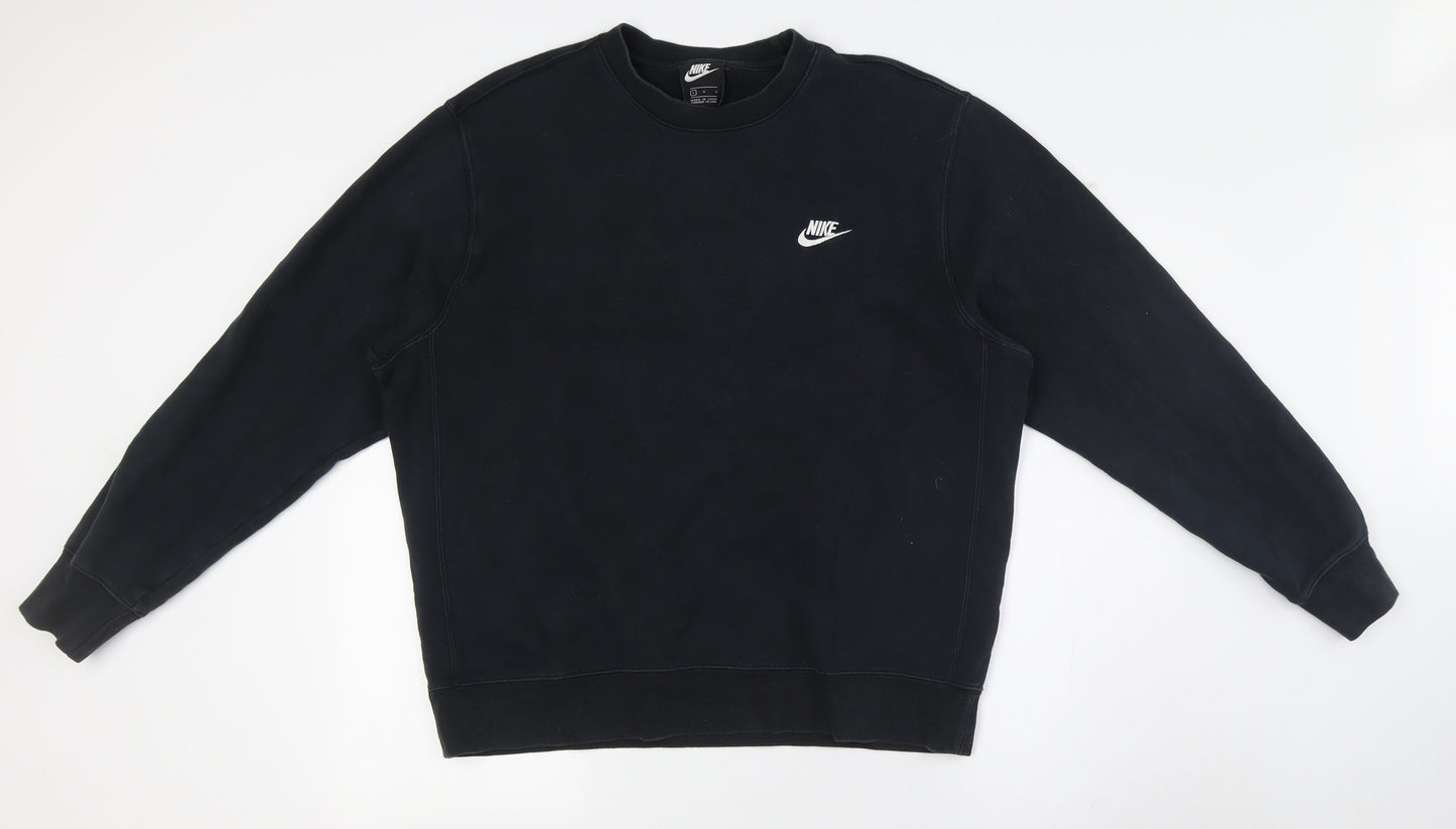 Nike Mens Black Cotton Pullover Sweatshirt Size L