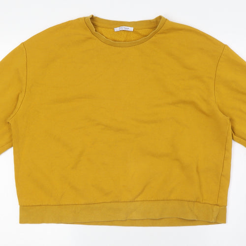 Zara Womens Yellow Cotton Pullover Sweatshirt Size L