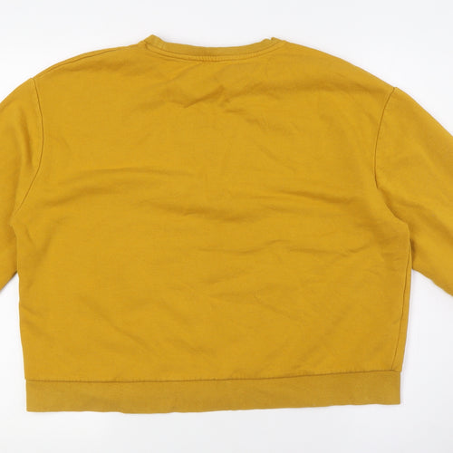 Zara Womens Yellow Cotton Pullover Sweatshirt Size L