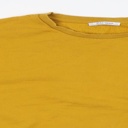 Zara Womens Yellow Cotton Pullover Sweatshirt Size L