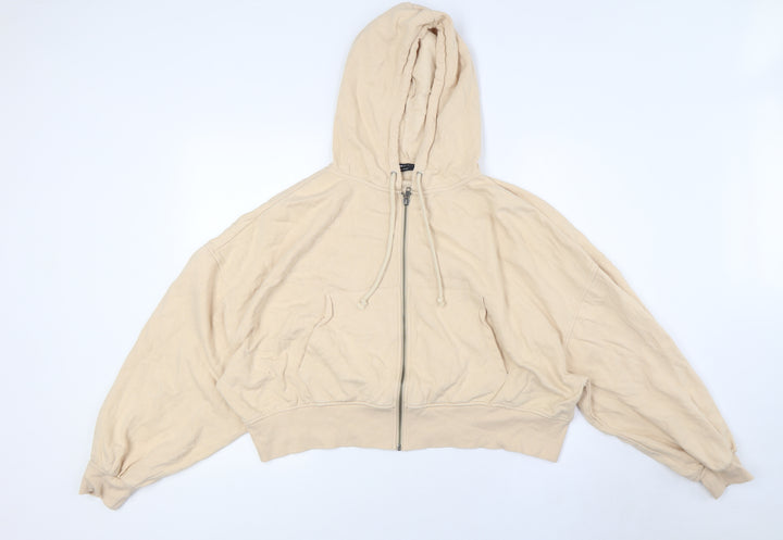 ASOS Womens Beige Polyester Full Zip Hoodie Size 10 Zip