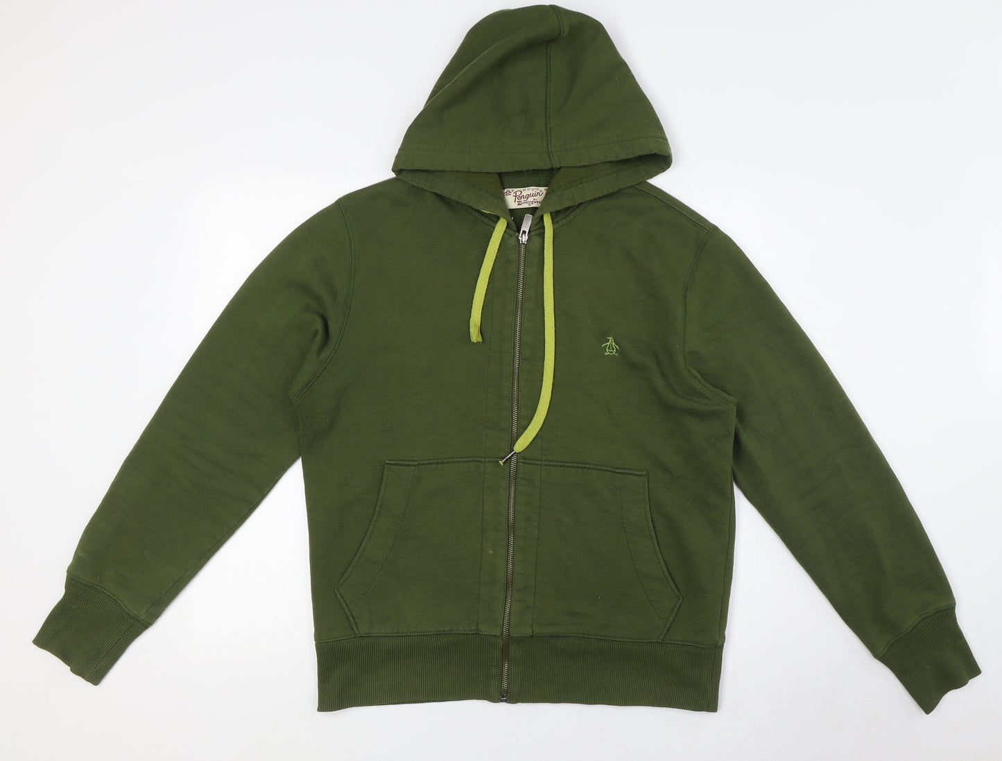 Original Penguin Mens Green Cotton Full Zip Hoodie Size M