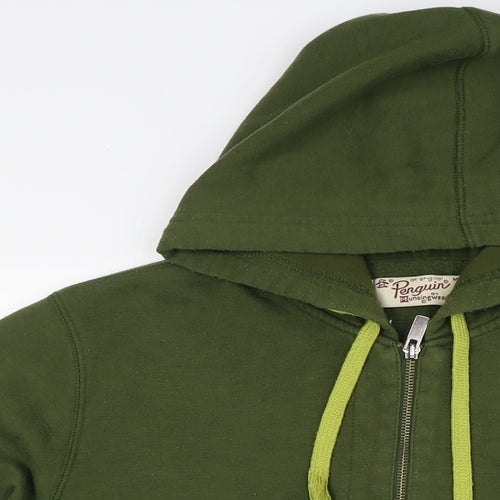 Original Penguin Mens Green Cotton Full Zip Hoodie Size M