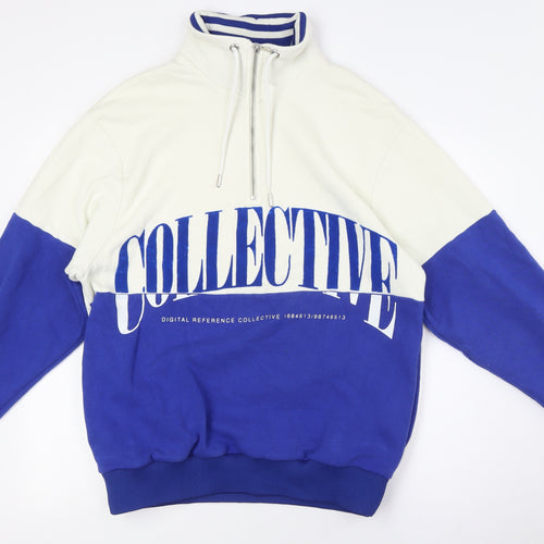 River Island Mens Blue Cotton Pullover Sweatshirt Size S - 1/4 Zip