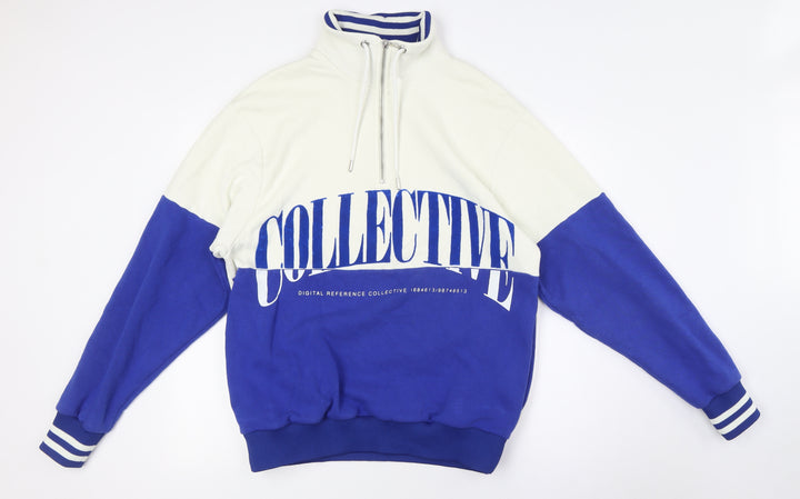 River Island Mens Blue Cotton Pullover Sweatshirt Size S - 1/4 Zip