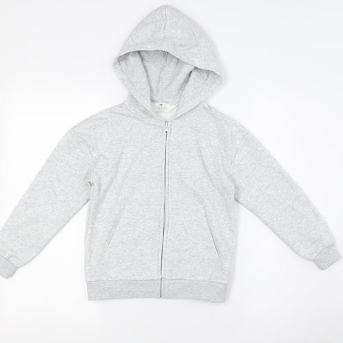 H&M Girls Grey Cotton Full Zip Hoodie Size 6 Years Zip - Ages 6-8