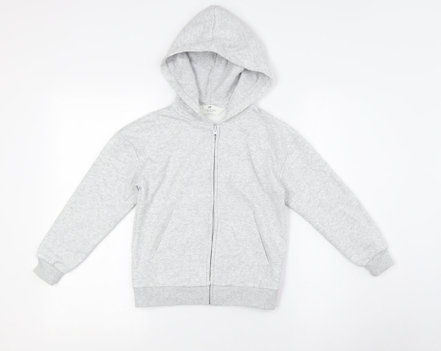 H&M Girls Grey Cotton Full Zip Hoodie Size 6 Years Zip - Ages 6-8