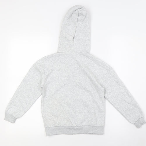 H&M Girls Grey Cotton Full Zip Hoodie Size 6 Years Zip - Ages 6-8