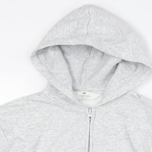 H&M Girls Grey Cotton Full Zip Hoodie Size 6 Years Zip - Ages 6-8