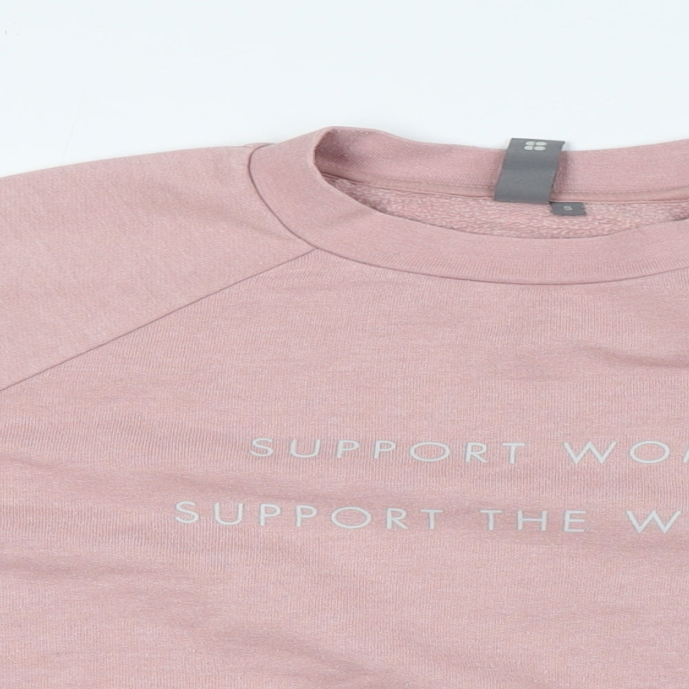 Sweaty Betty Womens Pink Cotton Pullover Sweatshirt Size S