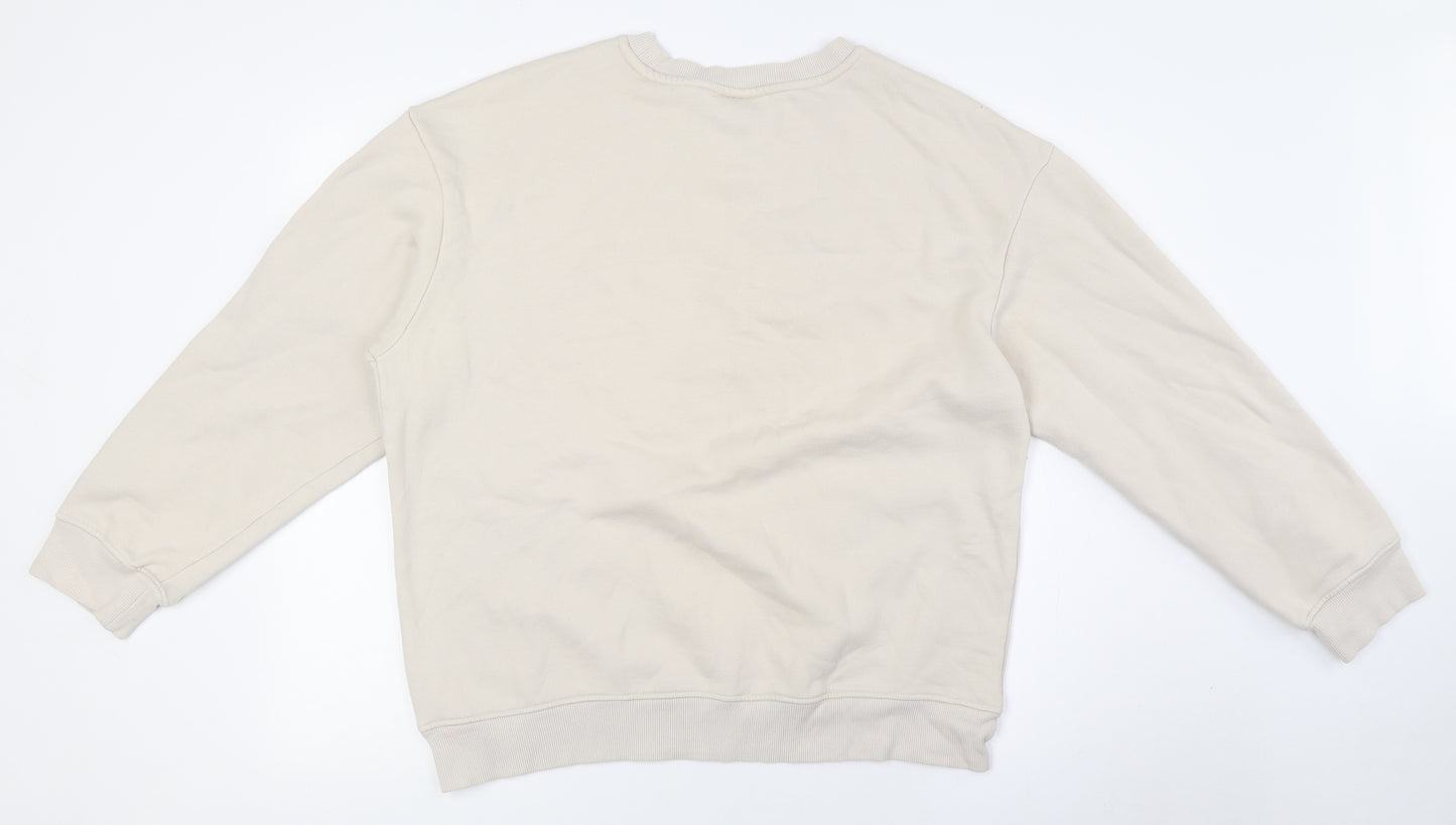 H&M Womens Beige Cotton Pullover Sweatshirt Size M