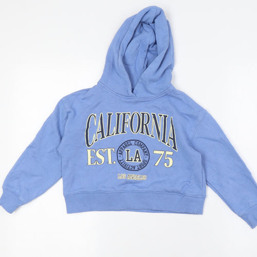 Zara Girls Blue Cotton Pullover Hoodie Size 6-7 Years - California