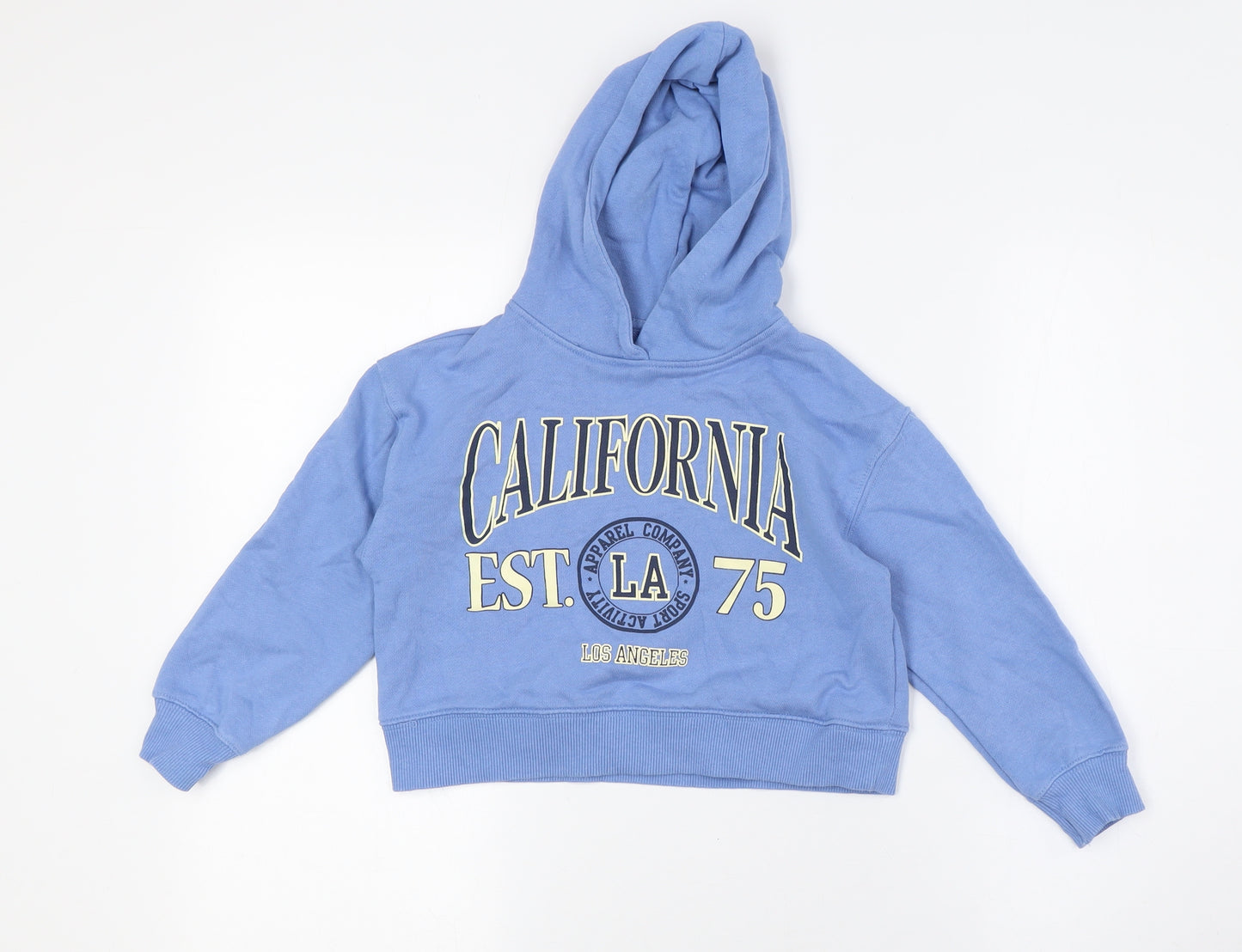 Zara Girls Blue Cotton Pullover Hoodie Size 6-7 Years - California