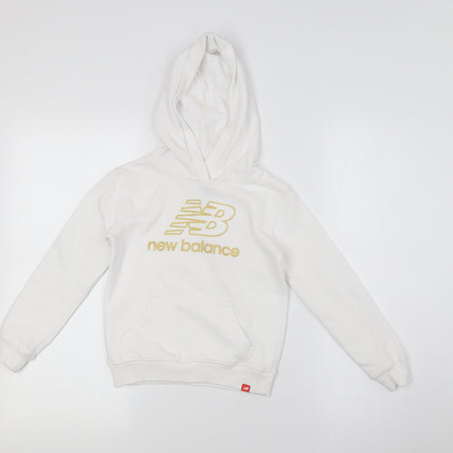 New Balance Girls White Cotton Pullover Hoodie Size 5-6 Years