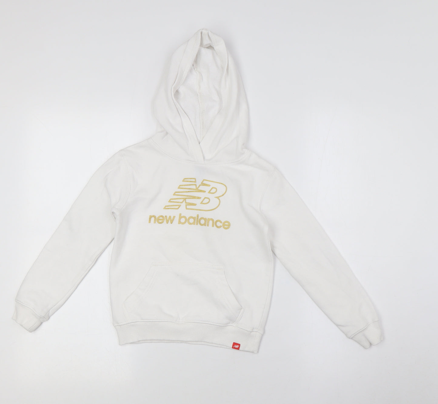 New Balance Girls White Cotton Pullover Hoodie Size 5-6 Years