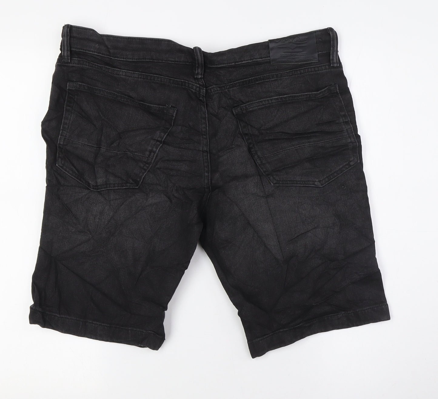 Marks and Spencer Mens Black Cotton Bermuda Shorts Size 34 in L10 in Regular Zip