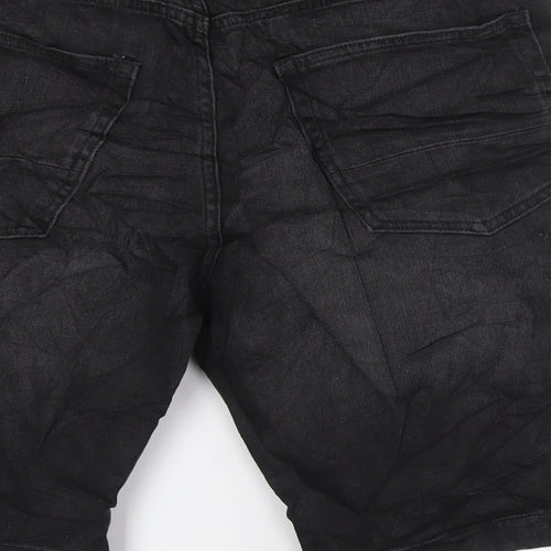 Marks and Spencer Mens Black Cotton Bermuda Shorts Size 34 in L10 in Regular Zip
