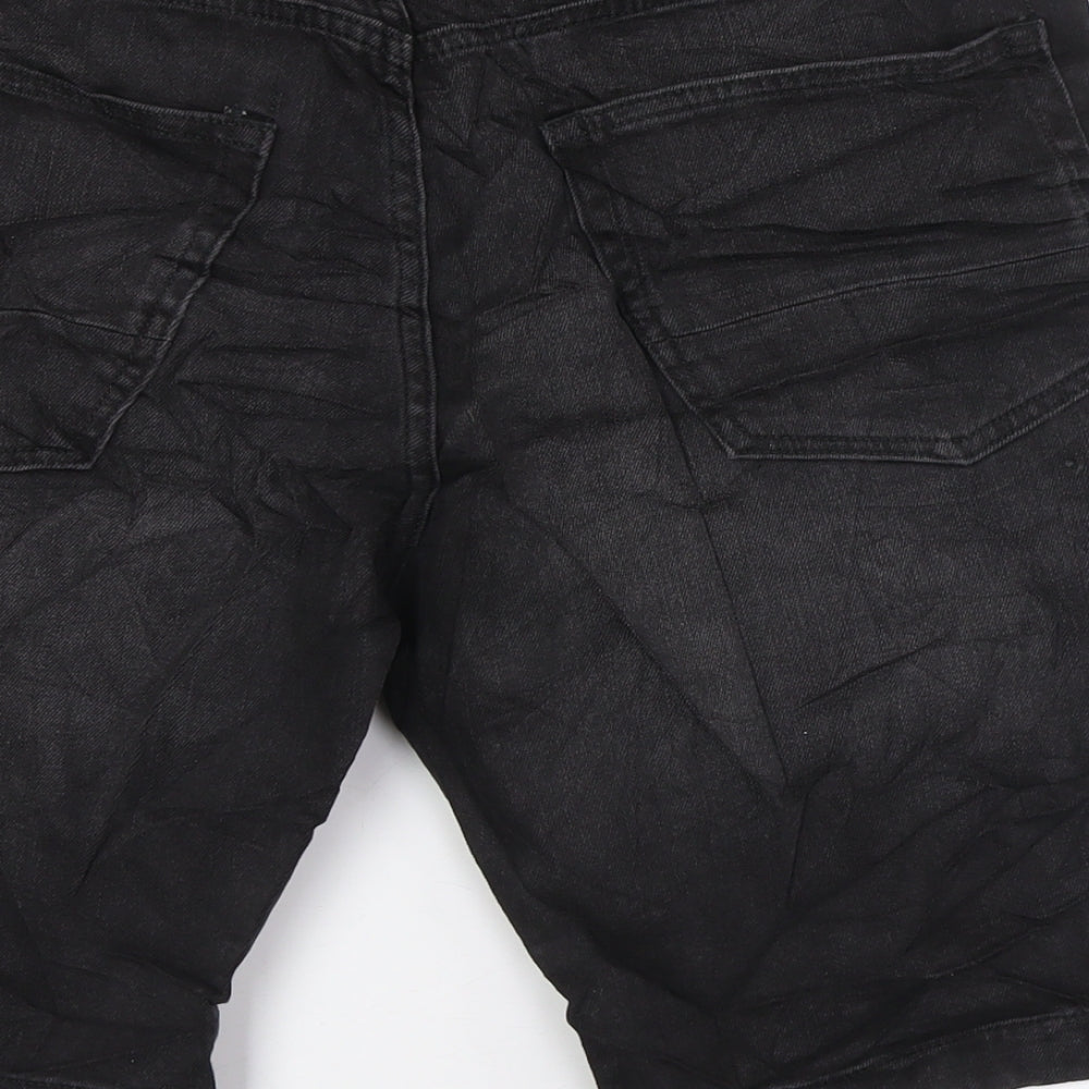 Marks and Spencer Mens Black Cotton Bermuda Shorts Size 34 in L10 in Regular Zip