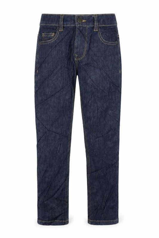 Marks and Spencer Girls Blue Cotton Straight Jeans Size 5-6 Years L22 in Regular Zip