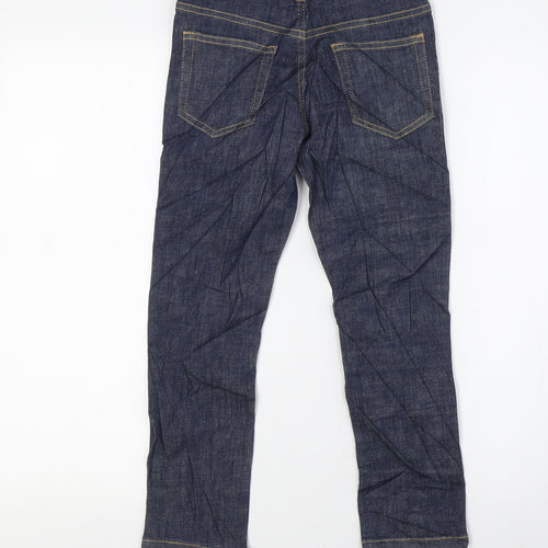 Marks and Spencer Girls Blue Cotton Straight Jeans Size 5-6 Years L22 in Regular Zip