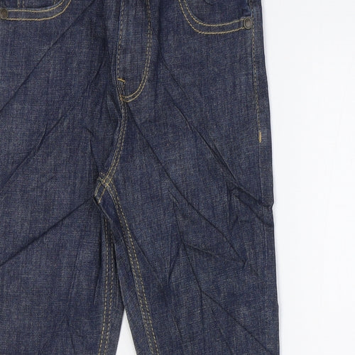Marks and Spencer Girls Blue Cotton Straight Jeans Size 5-6 Years L22 in Regular Zip